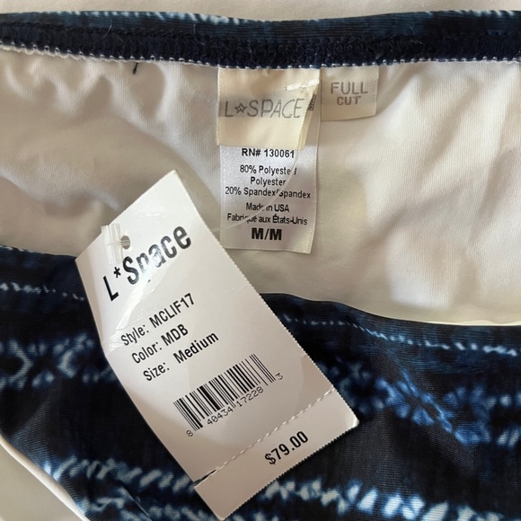 L*Space Black and White One Piece with Shimmery Stripes - Picture 2 of 2